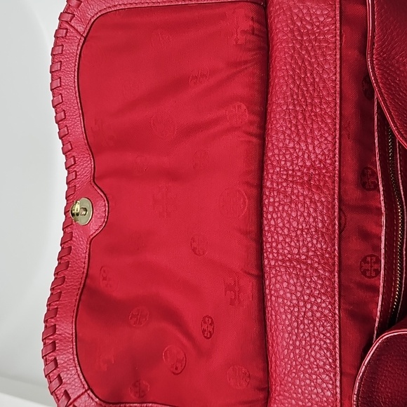 Tory Burch Marion Pebbled Leather Flap Sadle Shoulder Bag - Picture 12 of 16